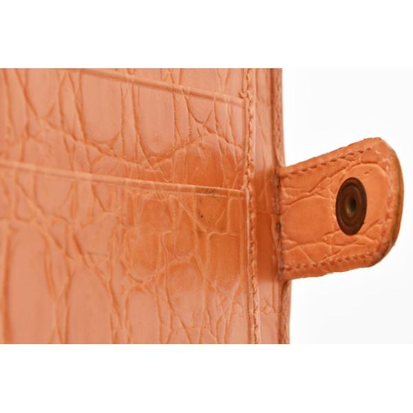 財布 Salvatore Ferragamo 長財布 クロコダイル型押しレザー コーラルオレンジ