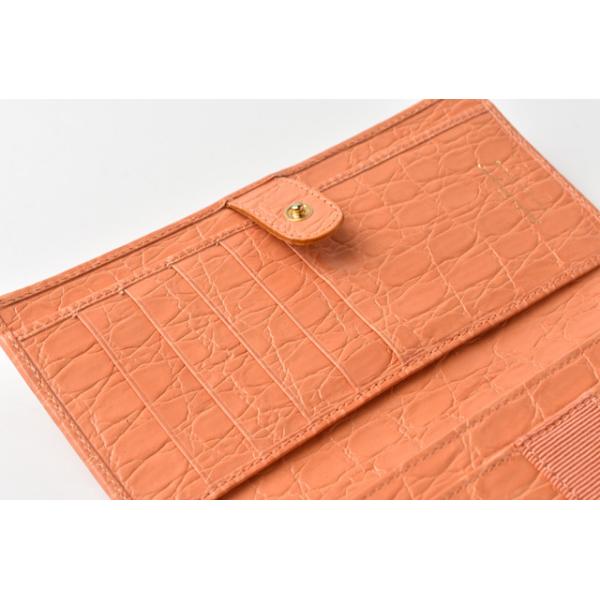 財布 Salvatore Ferragamo 長財布 クロコダイル型押しレザー コーラルオレンジ