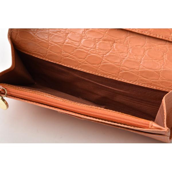財布 Salvatore Ferragamo 長財布 クロコダイル型押しレザー コーラルオレンジ