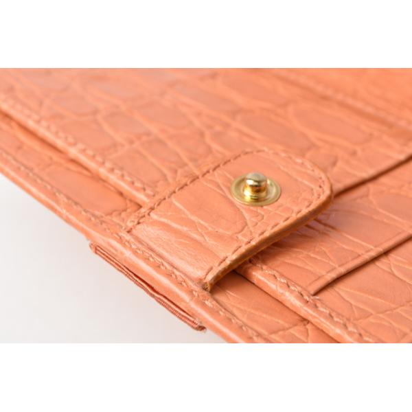 財布 Salvatore Ferragamo 長財布 クロコダイル型押しレザー コーラルオレンジ