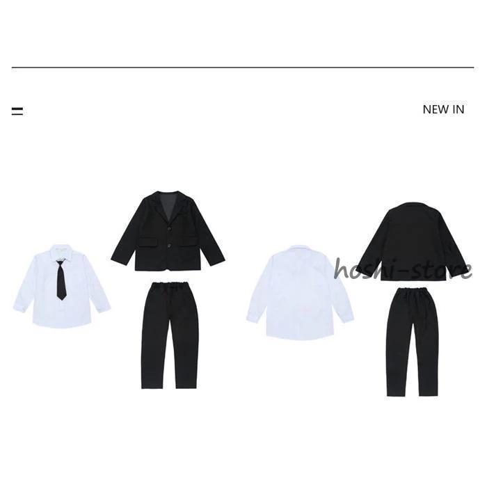 子供 スーツ 男の子 セットアップ 4点セット 黒 縦縞 フォーマル キッズ 入学式 発表会 卒業式 七五三 子ども こども 通園 通学 結婚式 110-160cm