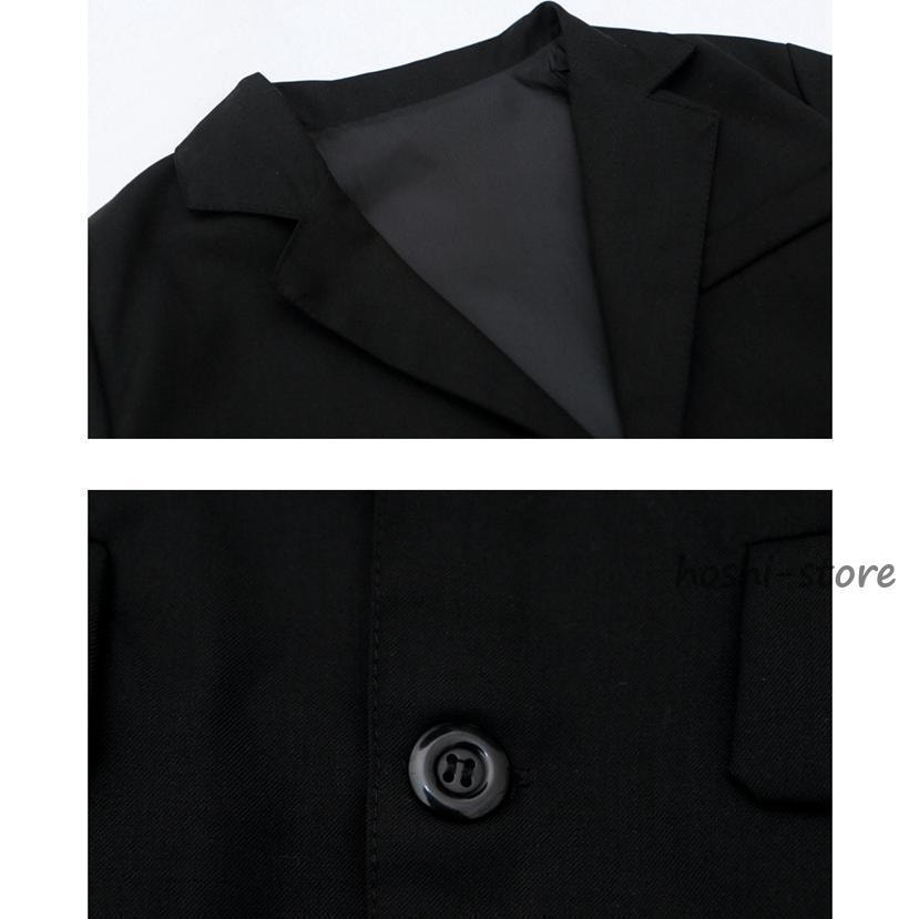 子供 スーツ 男の子 セットアップ 4点セット 黒 縦縞 フォーマル キッズ 入学式 発表会 卒業式 七五三 子ども こども 通園 通学 結婚式 110-160cm