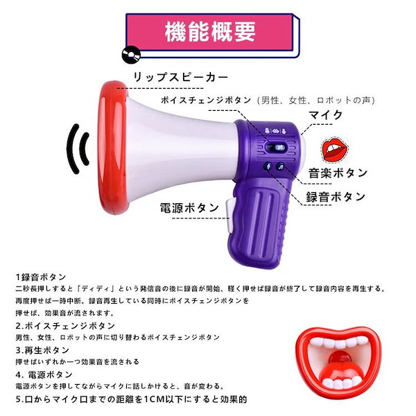 爆笑ボイスチェンジャー 変声 おもちゃ メガホン 拡声器型 スピーカー ４種類の音声変化が楽しめます