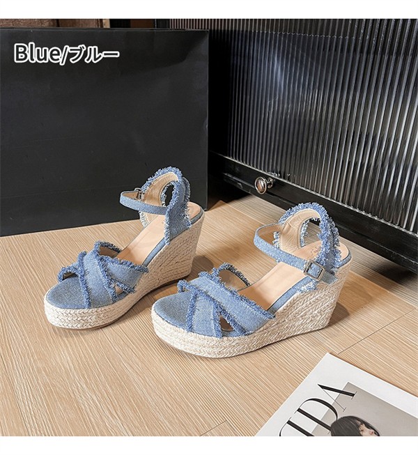 ウェッジソール サンダル レディース ストラップ 厚底 ヒール9cm ストラップサンダル 厚底サンダル おしゃれ 美脚 バックストラップ 歩きやすい カジュアル きれいめ 海 春 夏 大人 小さいサイ