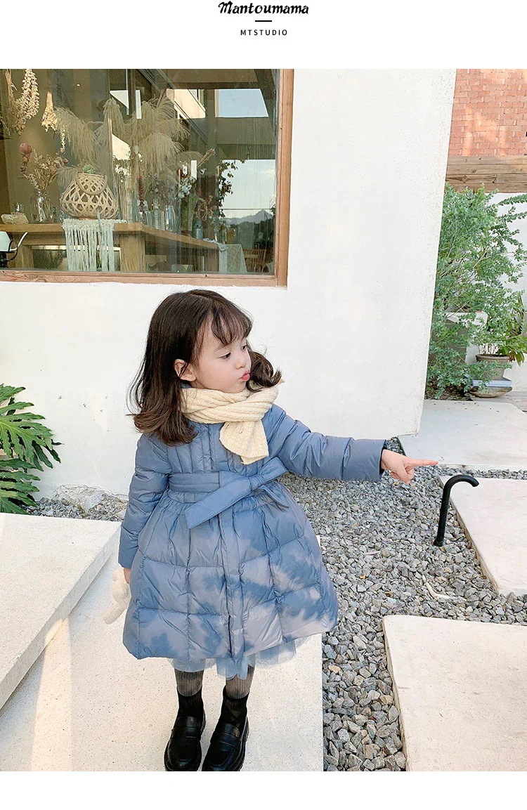 ダウンジャケット100-140CM女の子コート　ダウンコート　レース切り替え　ワンピース暖か　 キッズ 誕生日　外遊び　お出かけ　可愛い　子供用 厚手 防寒 ジャケット