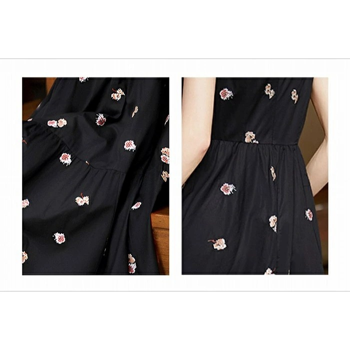 【目玉商品～超人気】小花柄ノースリーブワンピース涼しげでナチュラルな大人可愛いティアードデザイン プリント柄　ミモレ丈