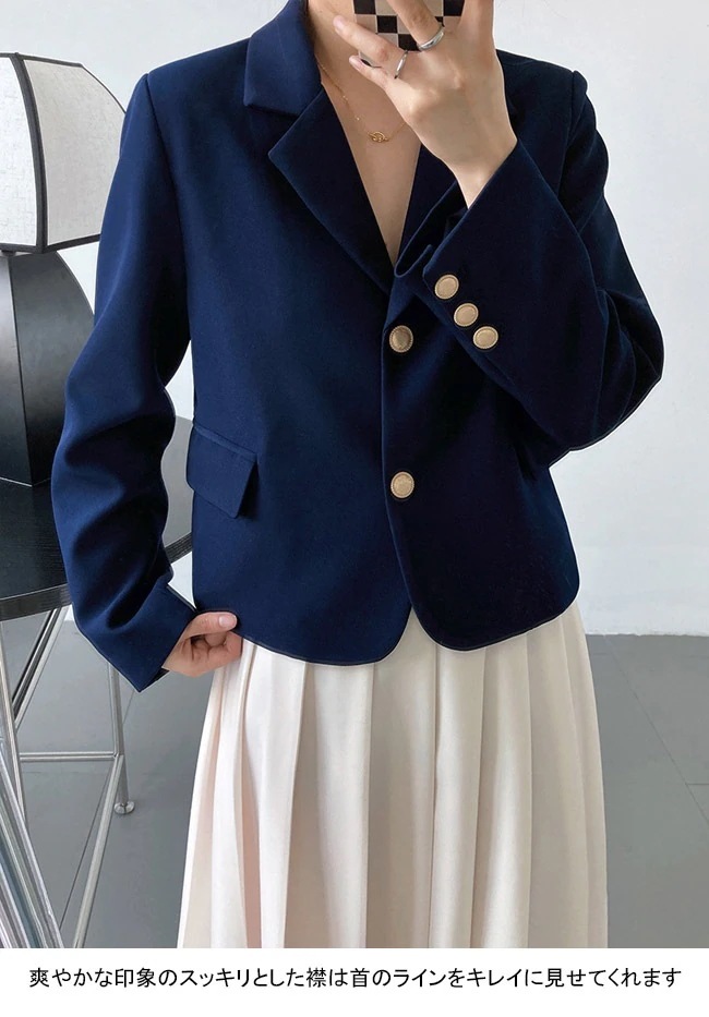 Hot!!!スーツジャケット レディース アウター 無地 折り襟 長袖 ショート丈 トップス カジュアル