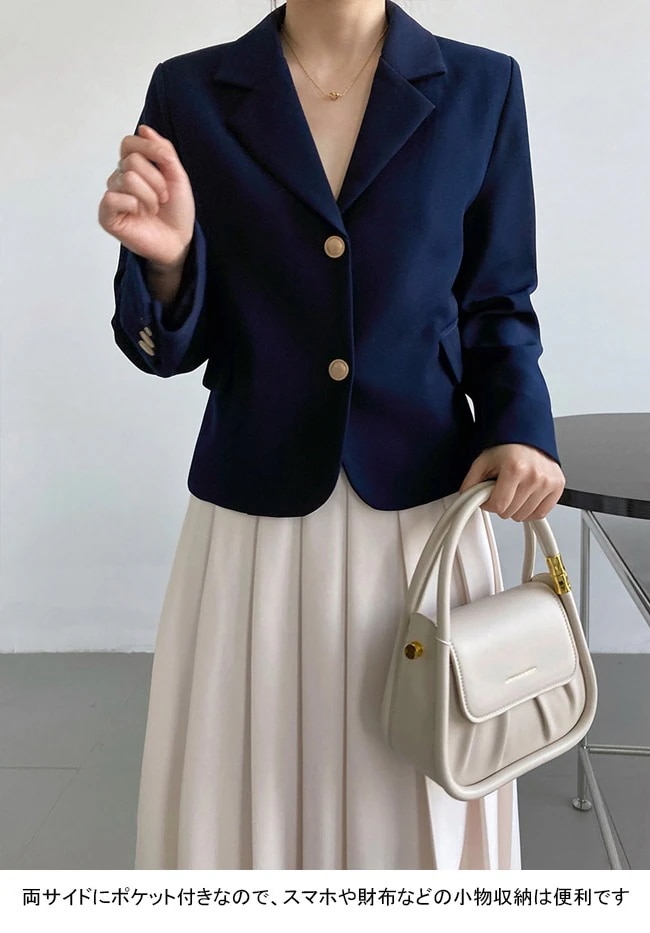 Hot!!!スーツジャケット レディース アウター 無地 折り襟 長袖 ショート丈 トップス カジュアル