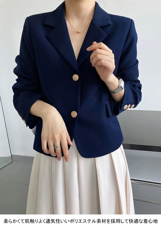 Hot!!!スーツジャケット レディース アウター 無地 折り襟 長袖 ショート丈 トップス カジュアル
