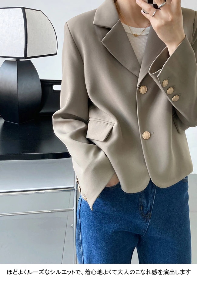 Hot!!!スーツジャケット レディース アウター 無地 折り襟 長袖 ショート丈 トップス カジュアル