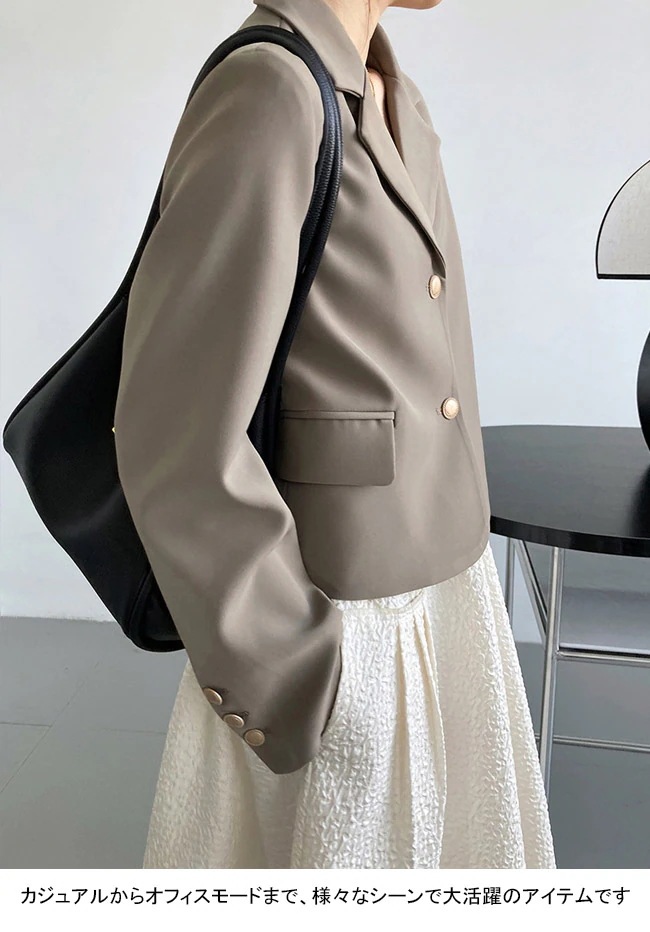 Hot!!!スーツジャケット レディース アウター 無地 折り襟 長袖 ショート丈 トップス カジュアル