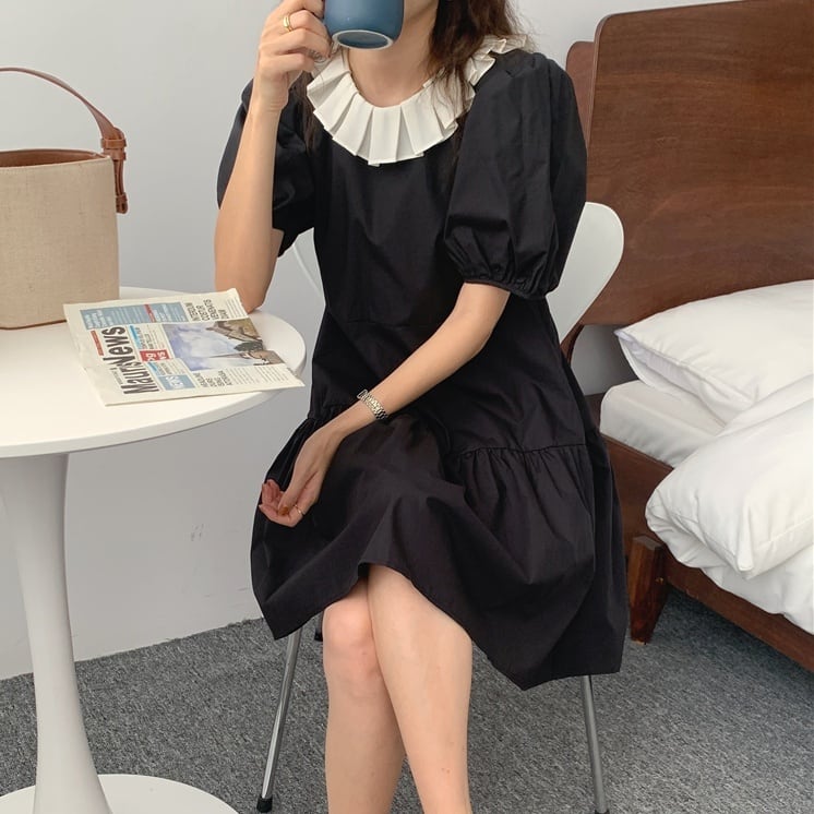 2color レディース ワンピース 半袖ワンピース ティアードワンピース ミドル丈ワンピース