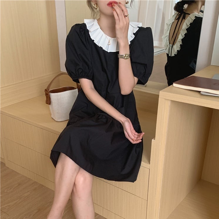 2color レディース ワンピース 半袖ワンピース ティアードワンピース ミドル丈ワンピース
