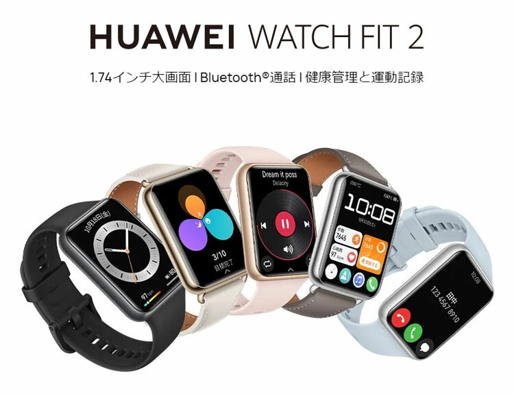 スマートウォッチ 日本語対応 通話機能付き ヘルスケア ワークアウト 防水 WATCH FIT 2 (D)　メガ割