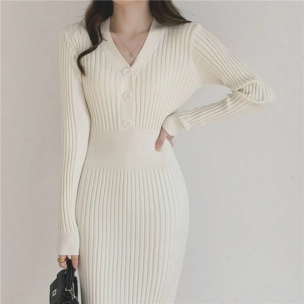 ニットワンピ タイト セクシー 長袖 レディース 秋 春 冬 ニットワンピース Vネック ロング丈 ワンピース 韓国風 きれいめ 20代 30代 40代 ベージュ ブラック S M L XL ec12 ニットワンピ タイト セクシー 長袖 レディース 秋 春 冬 ニットワンピース Vネック ロング丈 ワンピース 韓国風 きれいめ 20代 30代 40代 ベージュ ブラック S M L XL ec12