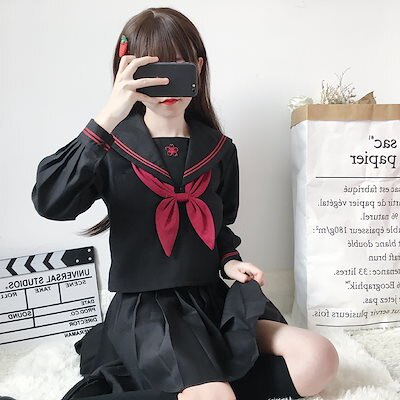 Qoo10] セーラー服 黒色長袖スーツ コスプレ ４