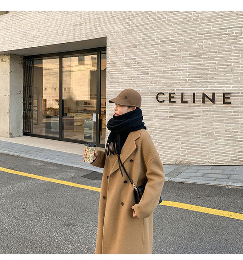 アウター ロングコート 袖あり 長袖 ドロップショルダー 襟付き ノッチドラペル デザイン ボタン ダブルブレスト オーバーサイズ ビッグシルエット 美ライン ニュアンス 前開き カラバリ かわいい