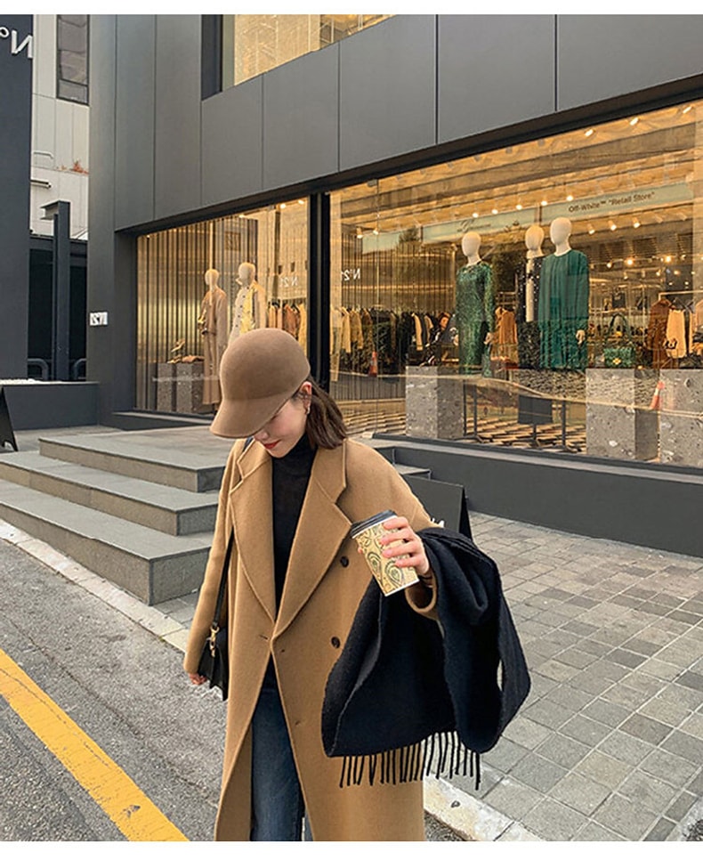 アウター ロングコート 袖あり 長袖 ドロップショルダー 襟付き ノッチドラペル デザイン ボタン ダブルブレスト オーバーサイズ ビッグシルエット 美ライン ニュアンス 前開き カラバリ かわいい