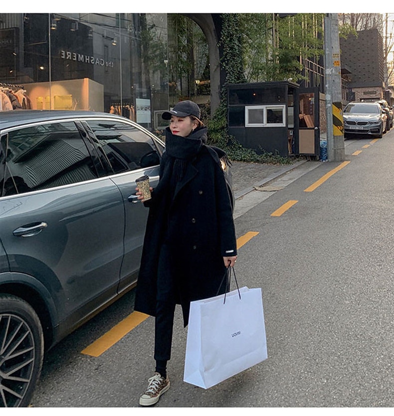 アウター ロングコート 袖あり 長袖 ドロップショルダー 襟付き ノッチドラペル デザイン ボタン ダブルブレスト オーバーサイズ ビッグシルエット 美ライン ニュアンス 前開き カラバリ かわいい