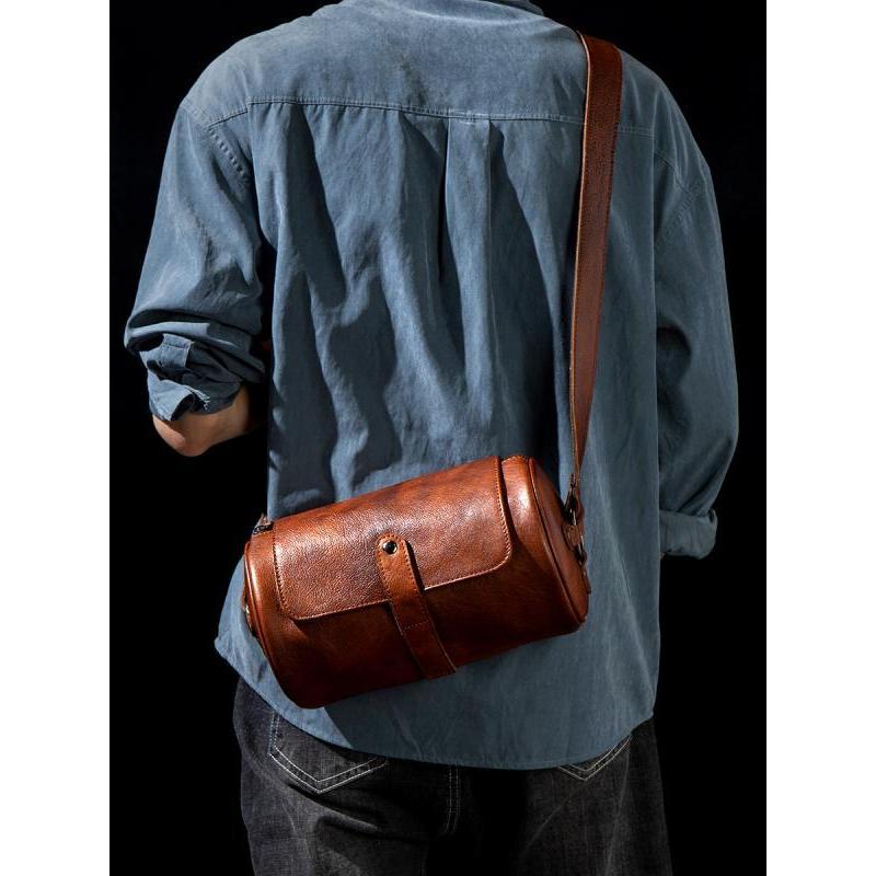 レトロ バッグ 牛革 ショルダー レザー 筒型 カジュアル コンパクト ジッパーバックル ポケット 仕切り付き 柔らかい 長さ調節 茶 黒 レトロ バッグ 牛革 ショルダー レザー 筒型 カジュアル コンパクト ジッパーバックル ポケット 仕切り付き 柔らかい 長さ調節 茶 黒