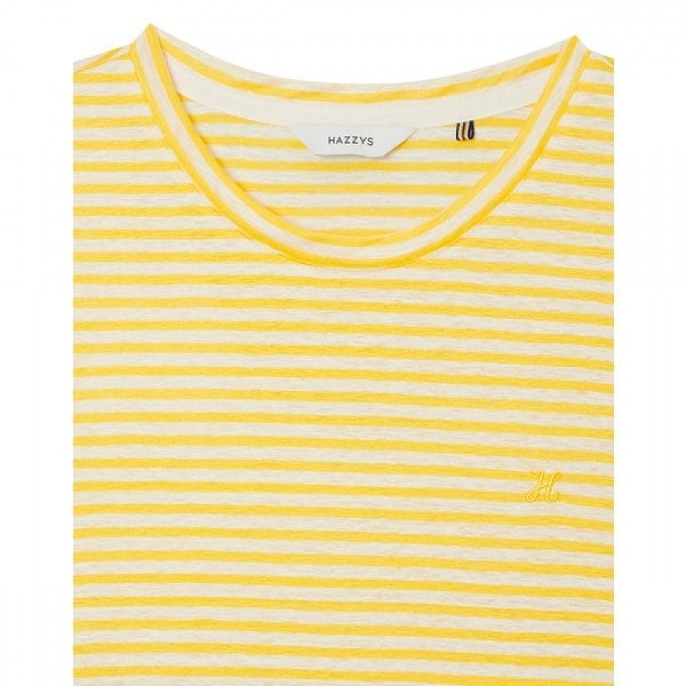 [24SS] [100% リネン] イエローストライプリネンショートスリーブティーHSTS4B423Y2