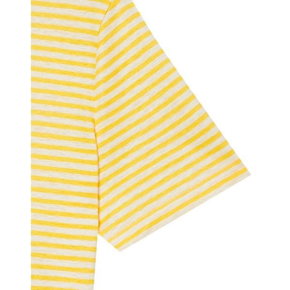 [24SS] [100% リネン] イエローストライプリネンショートスリーブティーHSTS4B423Y2