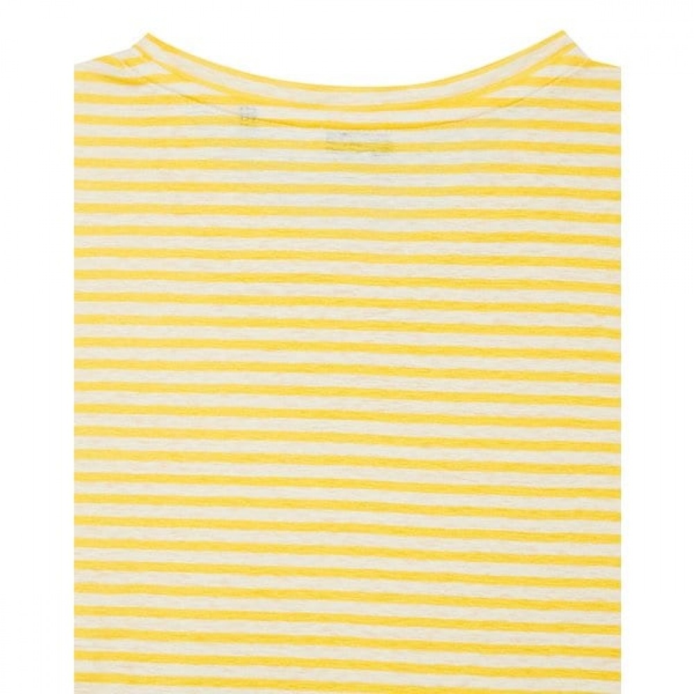 [24SS] [100% リネン] イエローストライプリネンショートスリーブティーHSTS4B423Y2