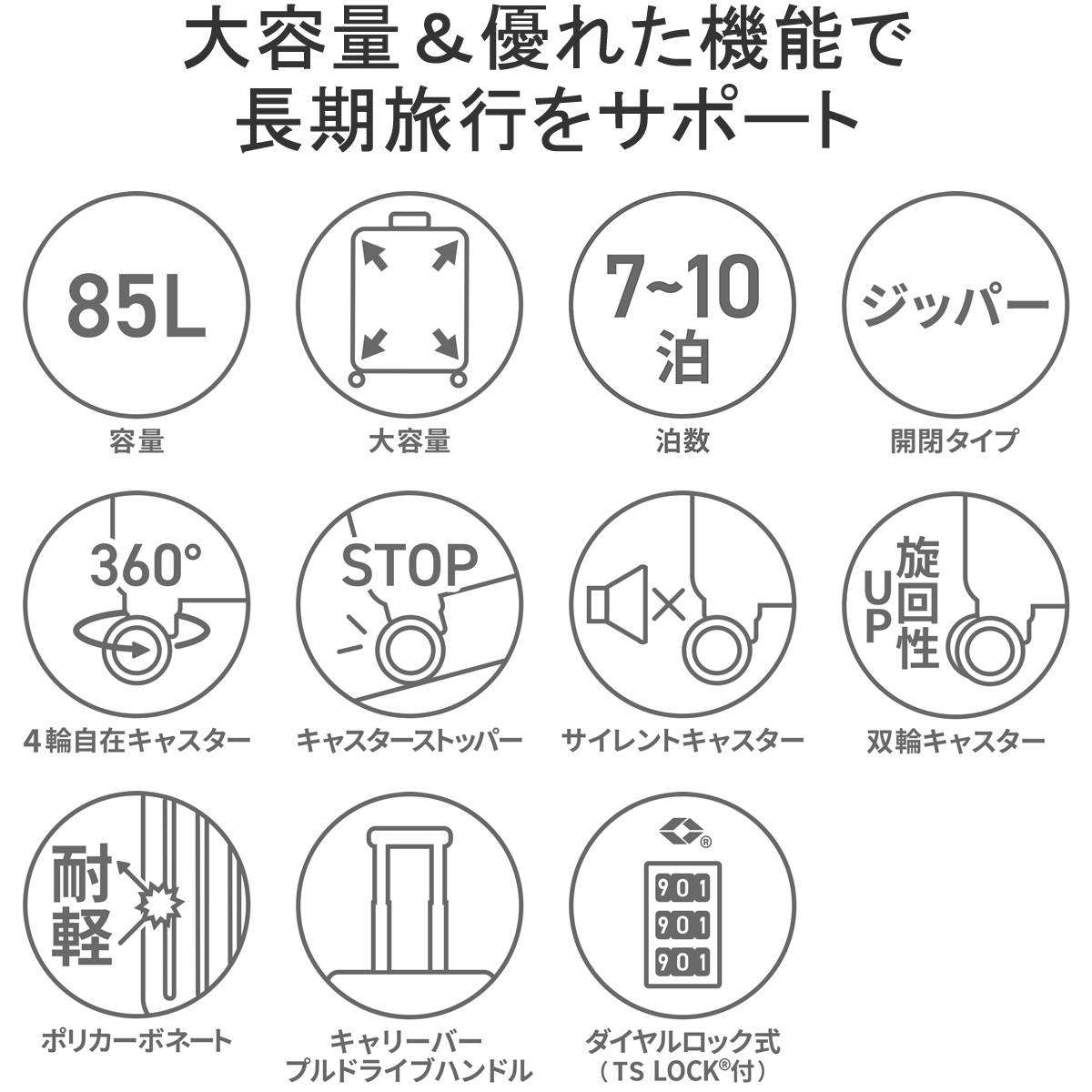 スーツケース ボトムベイ Lサイズ キャリーケース 85L 7泊 8泊 9泊 10泊 大きめ TSロック キャスターストッパー 4輪 出張 旅行 メンズ レディース 06953 スーツケース ボトムベイ Lサイズ キャリーケース 85L 7泊 8泊 9泊 10泊 大きめ TSロック キャスターストッパー 4輪 出張 旅行 メンズ レディース 06953
