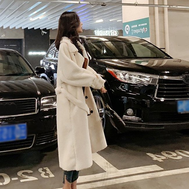 ボアコート ロング レディース 大きいサイズ モコモコ ステンカラーコート ダブルボタン ベルト付き