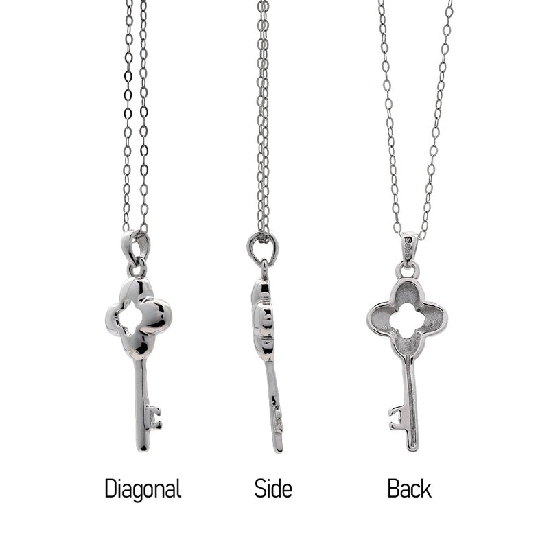 S925 クローバー 鍵 ネックレス [fhns042-silver]