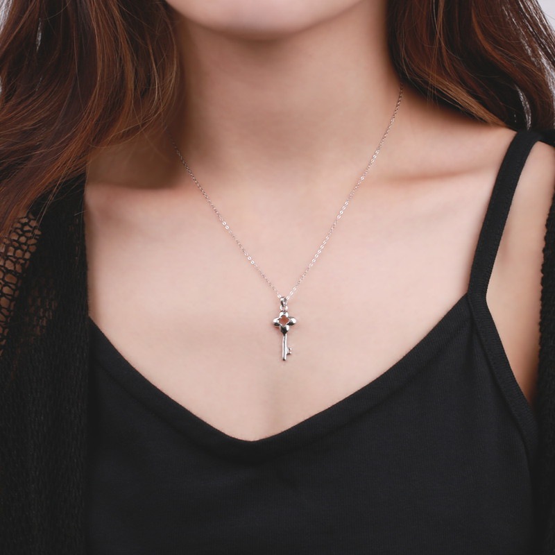 S925 クローバー 鍵 ネックレス [fhns042-silver]