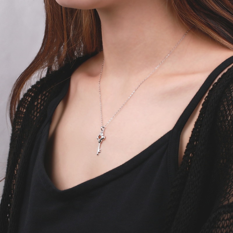 S925 クローバー 鍵 ネックレス [fhns042-silver]