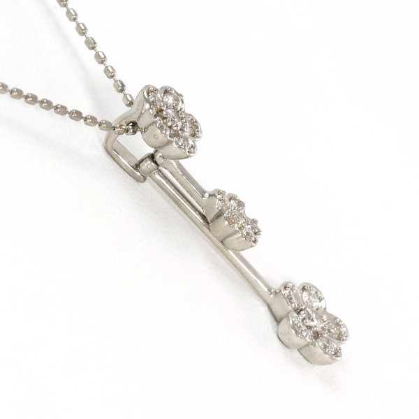 K18 18金 WG ホワイトゴールド ネックレス ダイヤ 0.28 約38cm ジュエリー 中古