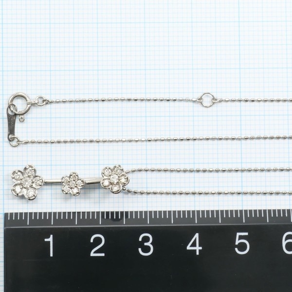 K18 18金 WG ホワイトゴールド ネックレス ダイヤ 0.28 約38cm ジュエリー 中古