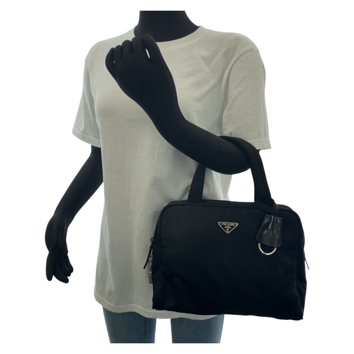 美品 テスート 三角ロゴプレート ブラック 黒 シルバー金具 ナイロン トートバッグ ハンドバッグ レディース 503703 美品 テスート 三角ロゴプレート ブラック 黒 シルバー金具 ナイロン トートバッグ ハンドバッグ レディース 503703