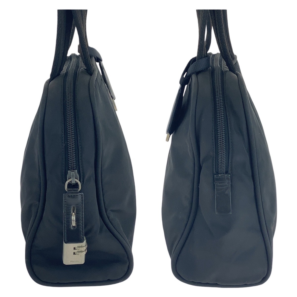 美品 テスート 三角ロゴプレート ブラック 黒 シルバー金具 ナイロン トートバッグ ハンドバッグ レディース 503703 美品 テスート 三角ロゴプレート ブラック 黒 シルバー金具 ナイロン トートバッグ ハンドバッグ レディース 503703