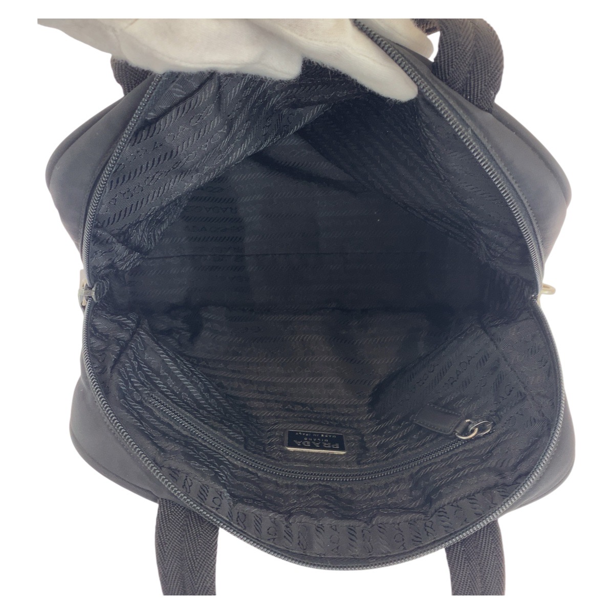 美品 テスート 三角ロゴプレート ブラック 黒 シルバー金具 ナイロン トートバッグ ハンドバッグ レディース 503703 美品 テスート 三角ロゴプレート ブラック 黒 シルバー金具 ナイロン トートバッグ ハンドバッグ レディース 503703