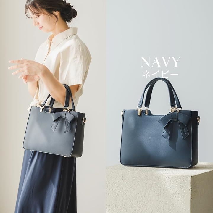 ハンドバッグ レディース ショルダーバッグ 2way 斜めがけ オケージョンバッグ セレモニーバッグ ミニトートバッグ(ネイビー)