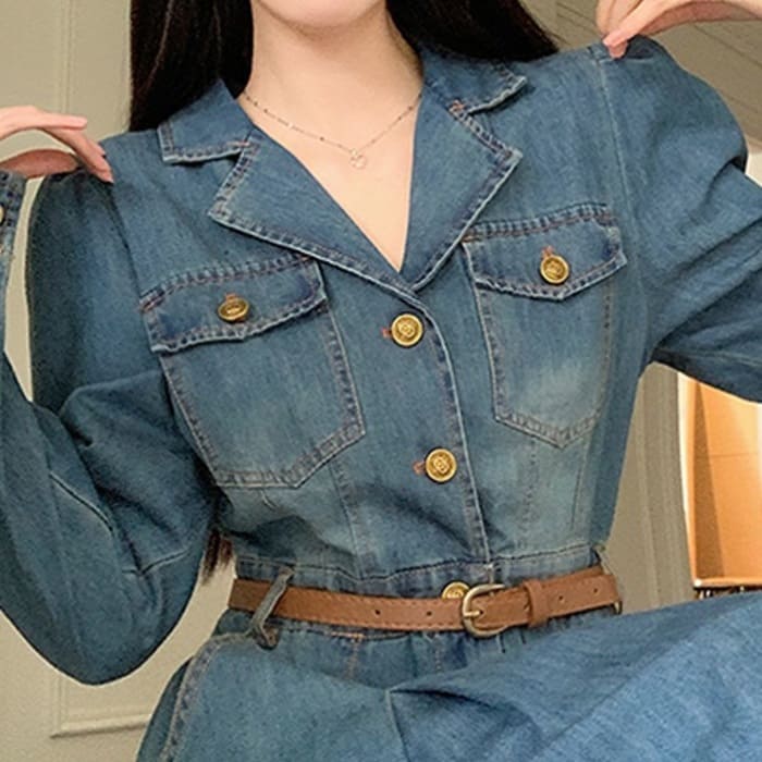 中学生 高校生 レディース ファッション 韓国 デニム ワンピース 春秋 長袖 通学 カジュアル ガーリー 可愛い きれいめ フォーマル 20代 おしゃれ 17311 10代