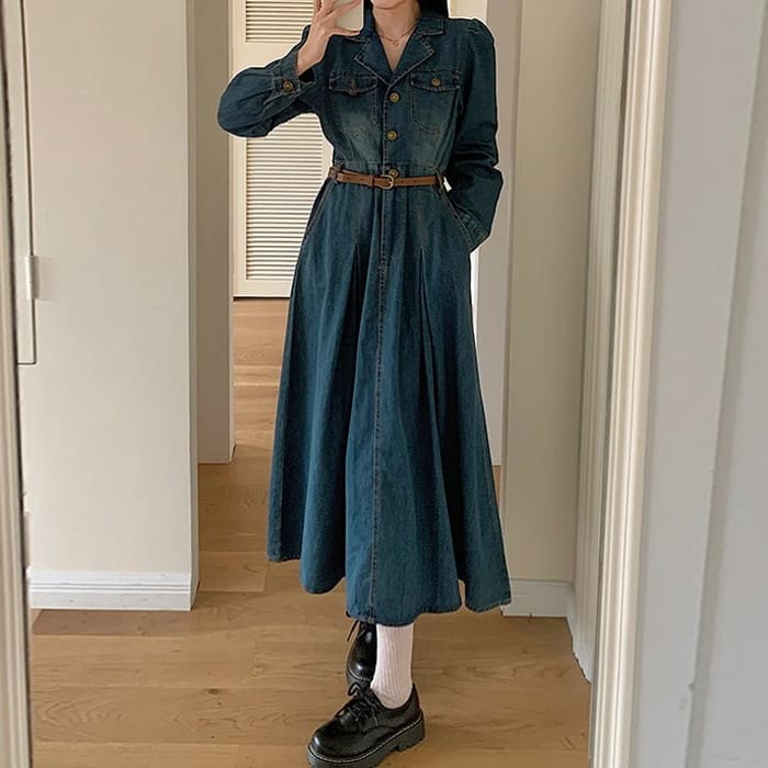中学生 高校生 レディース ファッション 韓国 デニム ワンピース 春秋 長袖 通学 カジュアル ガーリー 可愛い きれいめ フォーマル 20代 おしゃれ 17311 10代
