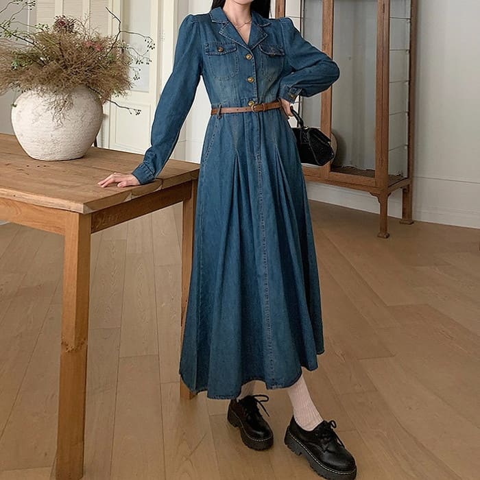 中学生 高校生 レディース ファッション 韓国 デニム ワンピース 春秋 長袖 通学 カジュアル ガーリー 可愛い きれいめ フォーマル 20代 おしゃれ 17311 10代
