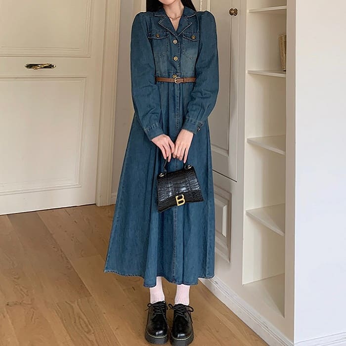 中学生 高校生 レディース ファッション 韓国 デニム ワンピース 春秋 長袖 通学 カジュアル ガーリー 可愛い きれいめ フォーマル 20代 おしゃれ 17311 10代