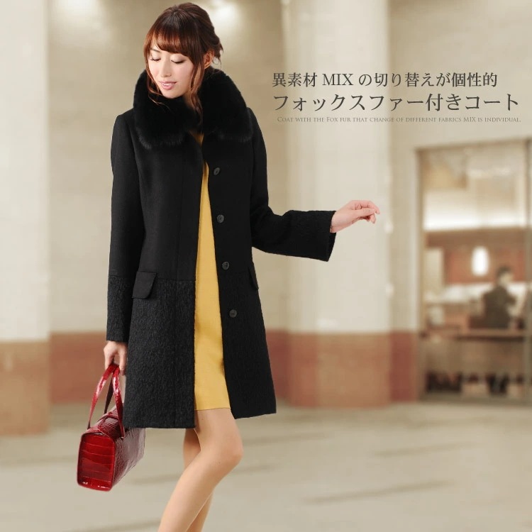 人気新品　ボリューム満点カシミヤｘフォックスファーアウターコート  Filomo [5%offクーポン]カシミヤ 混 ロング コート ダブルフェイス