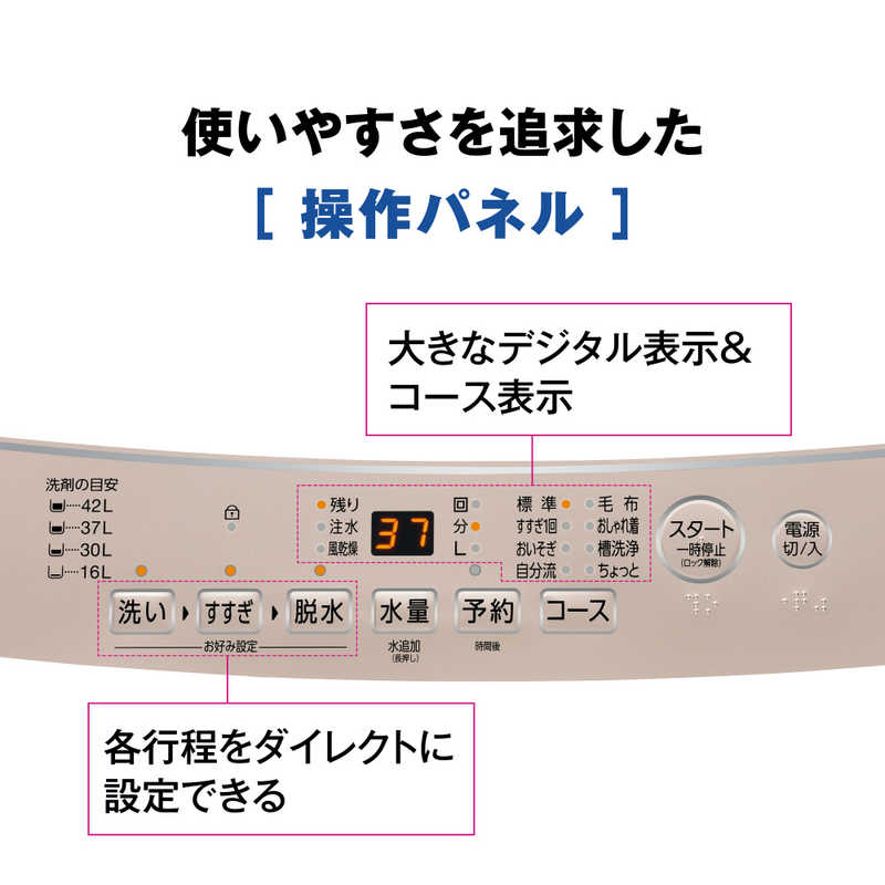 アクア　AQUA　全自動洗濯機 洗濯4.5kg　AQW-S4PBK-P ピンクゴールド（標準設置無料）