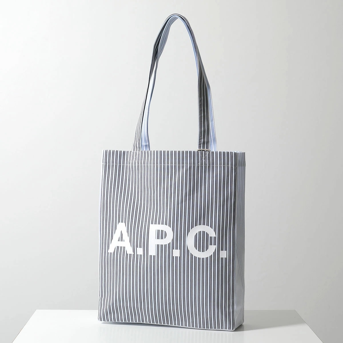 APC A.P.C. アーペーセー トートバッグ TOTE LOU ルー COHDO M61442 レディース ストライプ柄 コットン ロゴ 鞄 IAA/BLUE