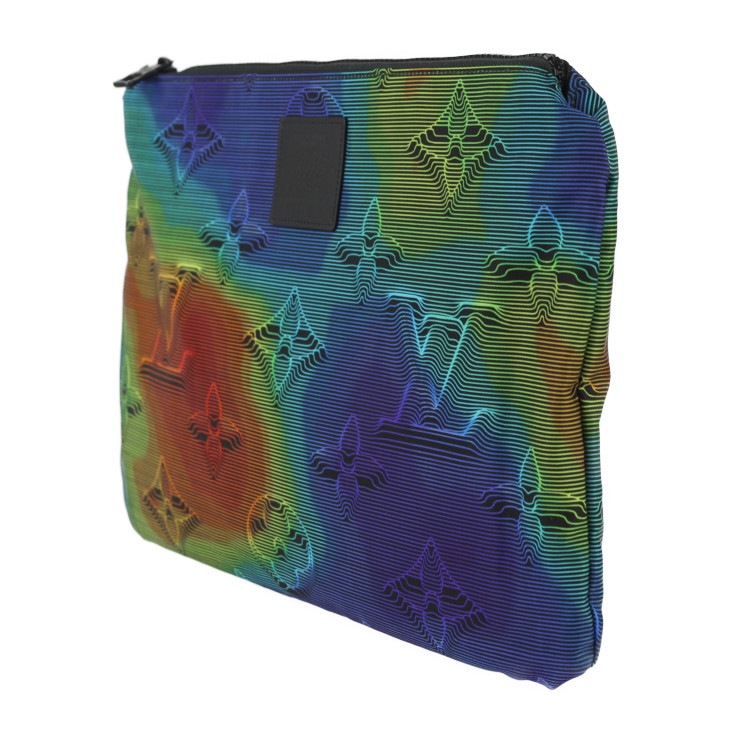 超美品 ルイ ヴィトン ポシェット リバーシブル セカンドバッグ M68777 黒 白 マルチカラー クラッチ ポー【本物保証】