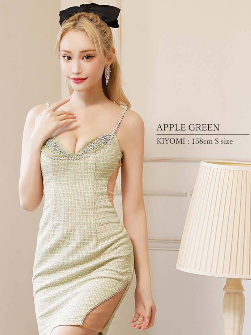 緑 紫 ツイード シアー タイト エンジェルアール ブランドドレス 高級 可愛い 人気 AngelRドレス エンジェルアール 緑 紫 ツイード シアー タイト エンジェルアール ブランドドレス 高級 可愛い 人気 AngelRドレス エンジェルアール