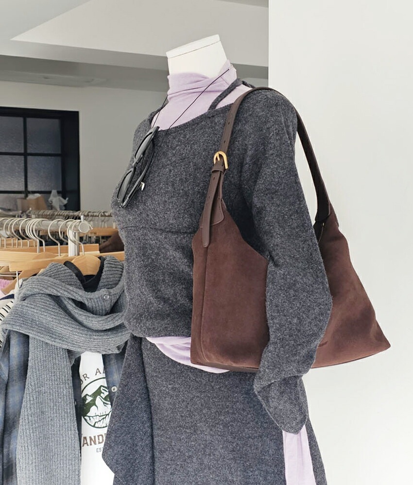 [メガ割りSALE]スエードワイドショルダーバッグ