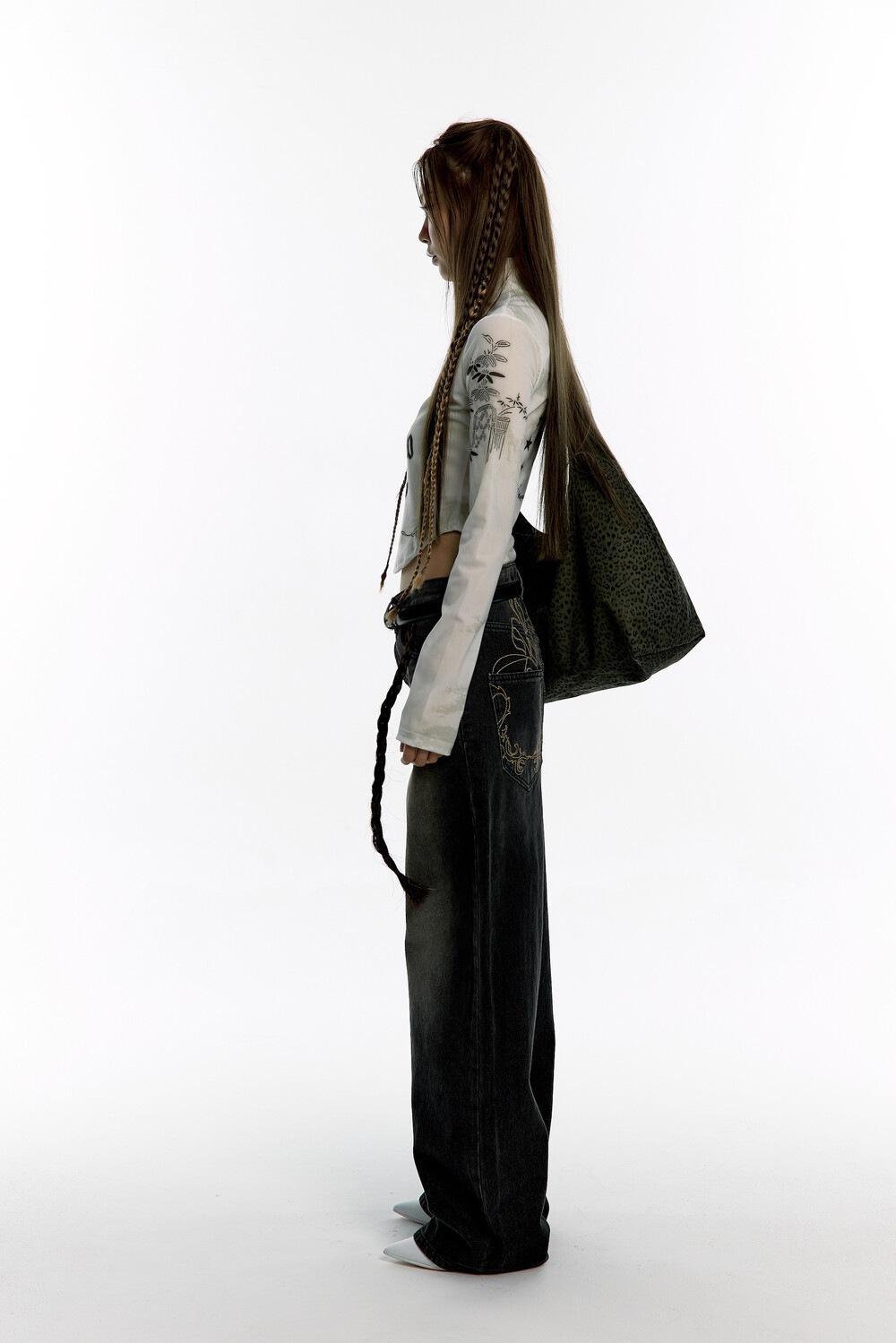 Kashiko Ink Painting Highneck Mesh Top ★ 大人気!!!!!! ★ KASHIKO】 INK PAINTING HIGHNECK MESH TOP Tシャツ・カットソー