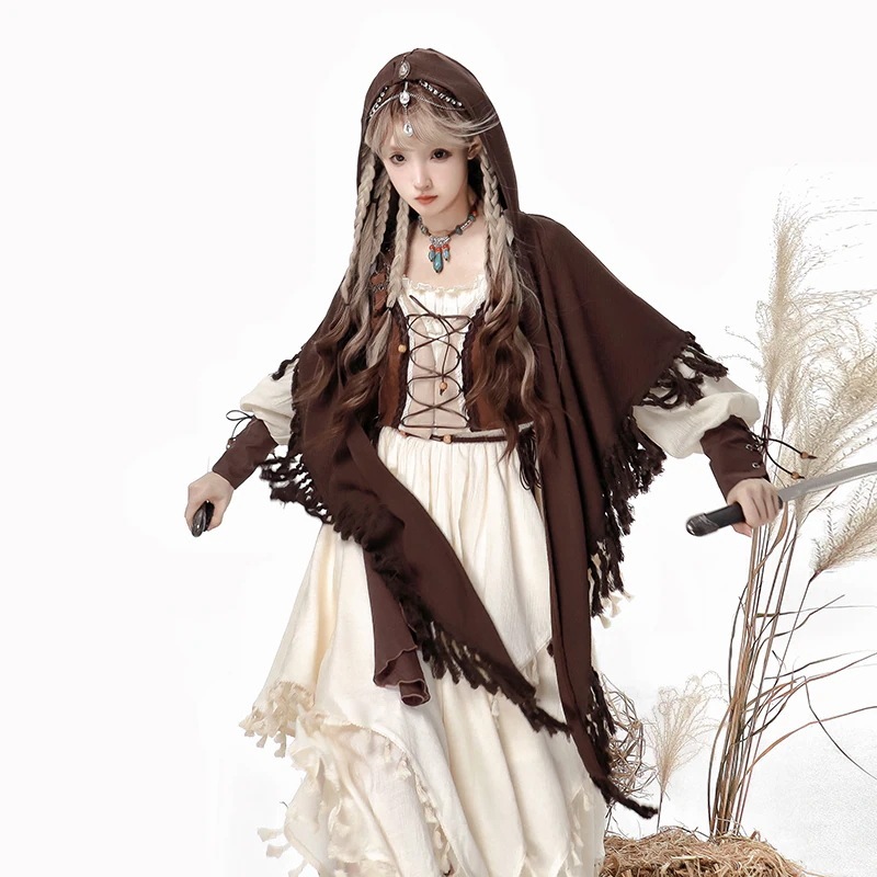 【フルセット】放浪魔女lolita廃土ロリータマントワンピースセット 【フルセット】放浪魔女lolita廃土ロリータマントワンピースセット